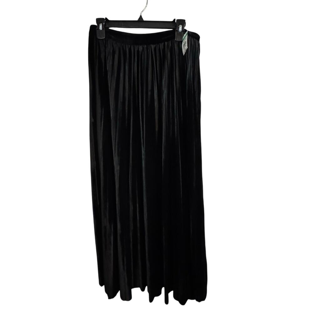 GREY COLLECTIVE NWT *BLACK* Velvet Pleated Midi Skirt Zippered Size 6 - Picture 2 of 7